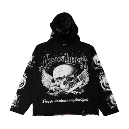 "Apocalypse" Tapestry Rhinestone Black Hoodie