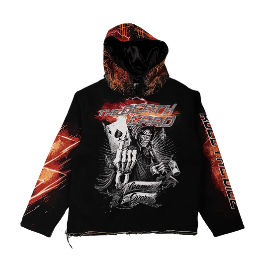 "Death Card" Tapestry Rhinestone Black Hoodie