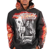 "Death Card" Tapestry Rhinestone Black Hoodie
