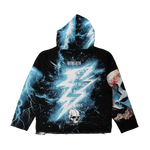 "Decayed" Tapestry Rhinestone Black Hoodie