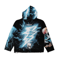 "Decayed" Tapestry Rhinestone Black Hoodie