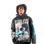 "Decayed" Tapestry Rhinestone Black Hoodie