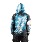 "Decayed" Tapestry Rhinestone Black Hoodie