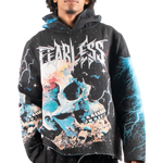 "Decayed" Tapestry Rhinestone Black Hoodie
