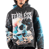 "Decayed" Tapestry Rhinestone Black Hoodie