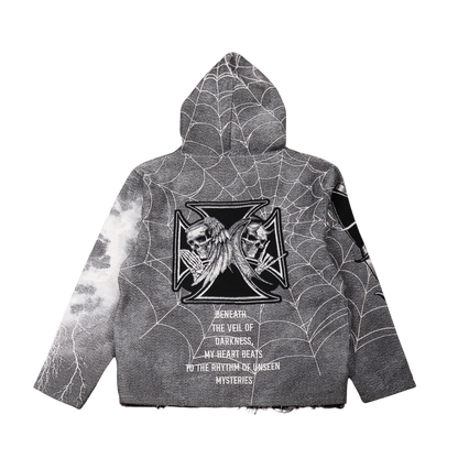 "Keep it moving" Tapestry Rhinestone Grey Hoodie