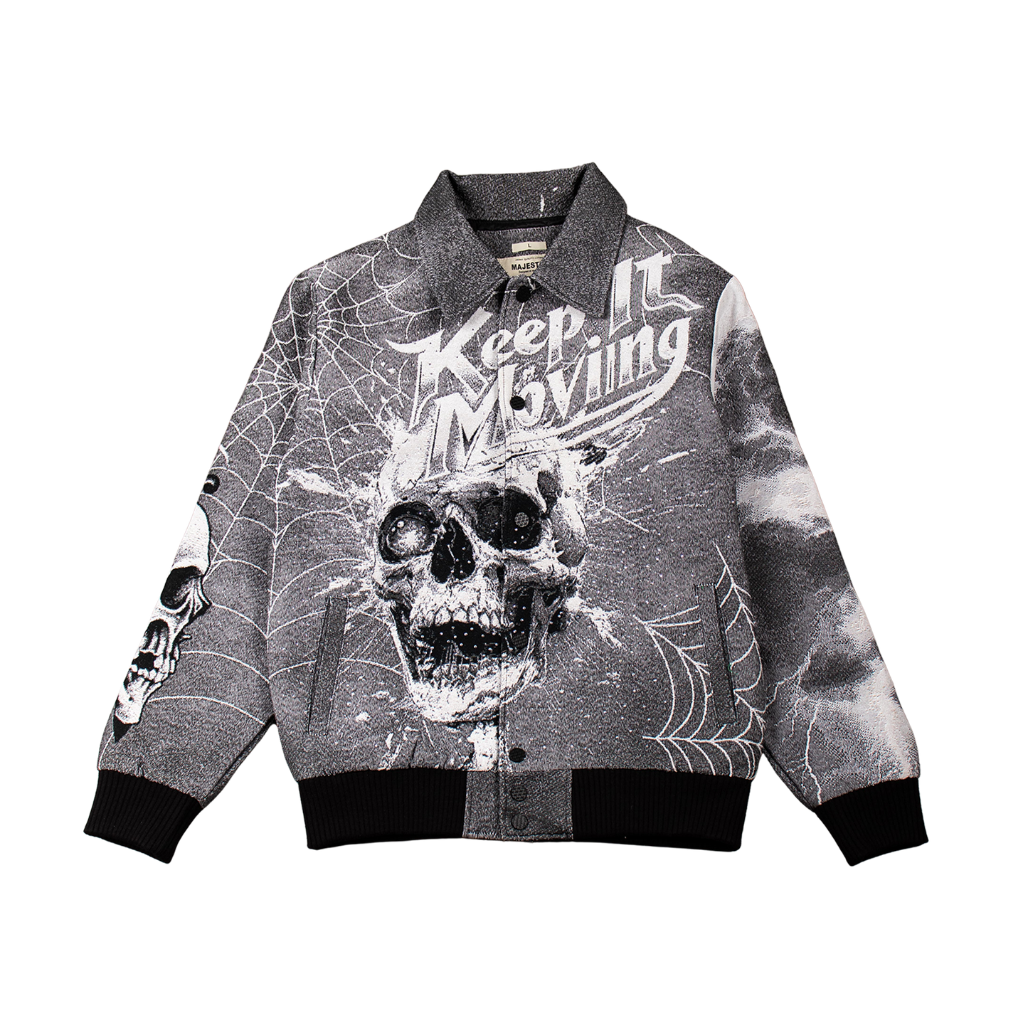 "Keep it Moving" Tapestry Rhinestone Grey jacket