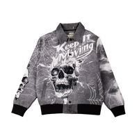 "Keep it Moving" Tapestry Rhinestone Grey jacket