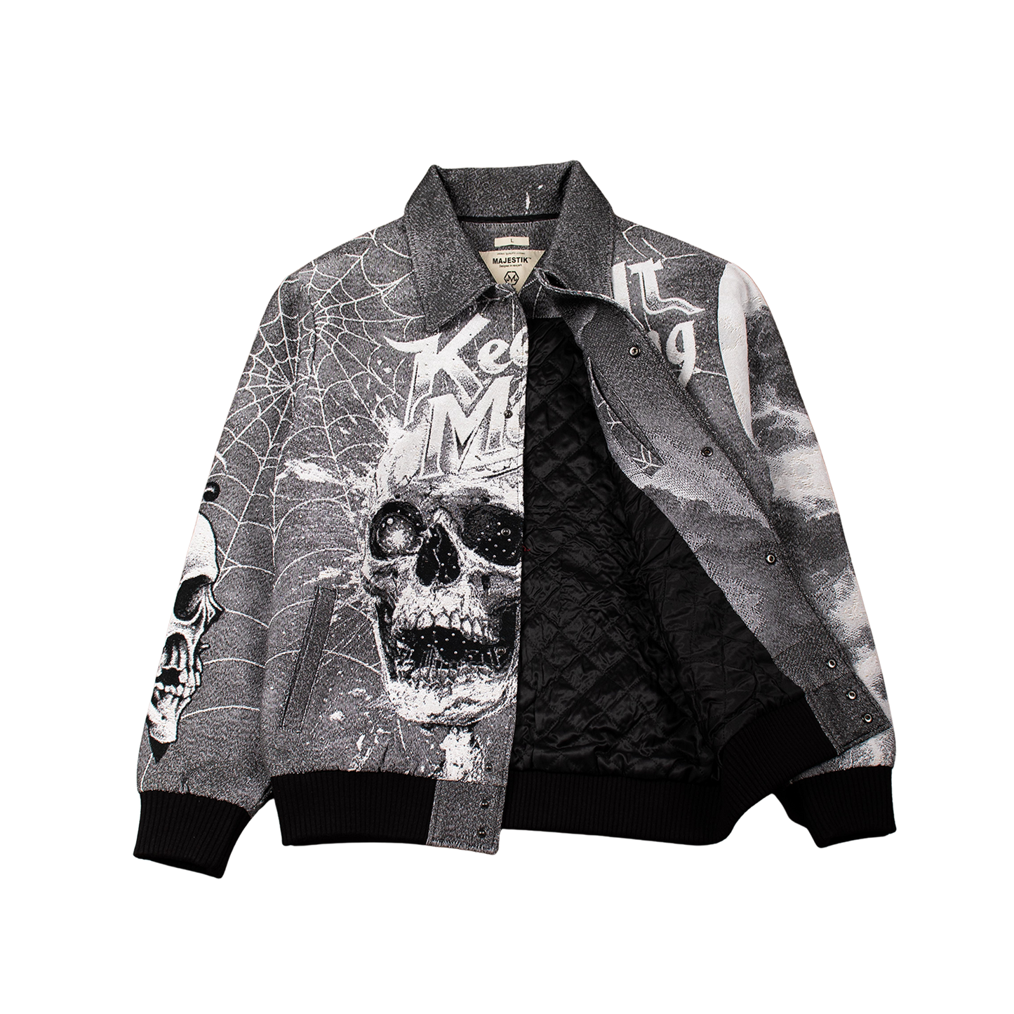 "Keep it Moving" Tapestry Rhinestone Grey jacket