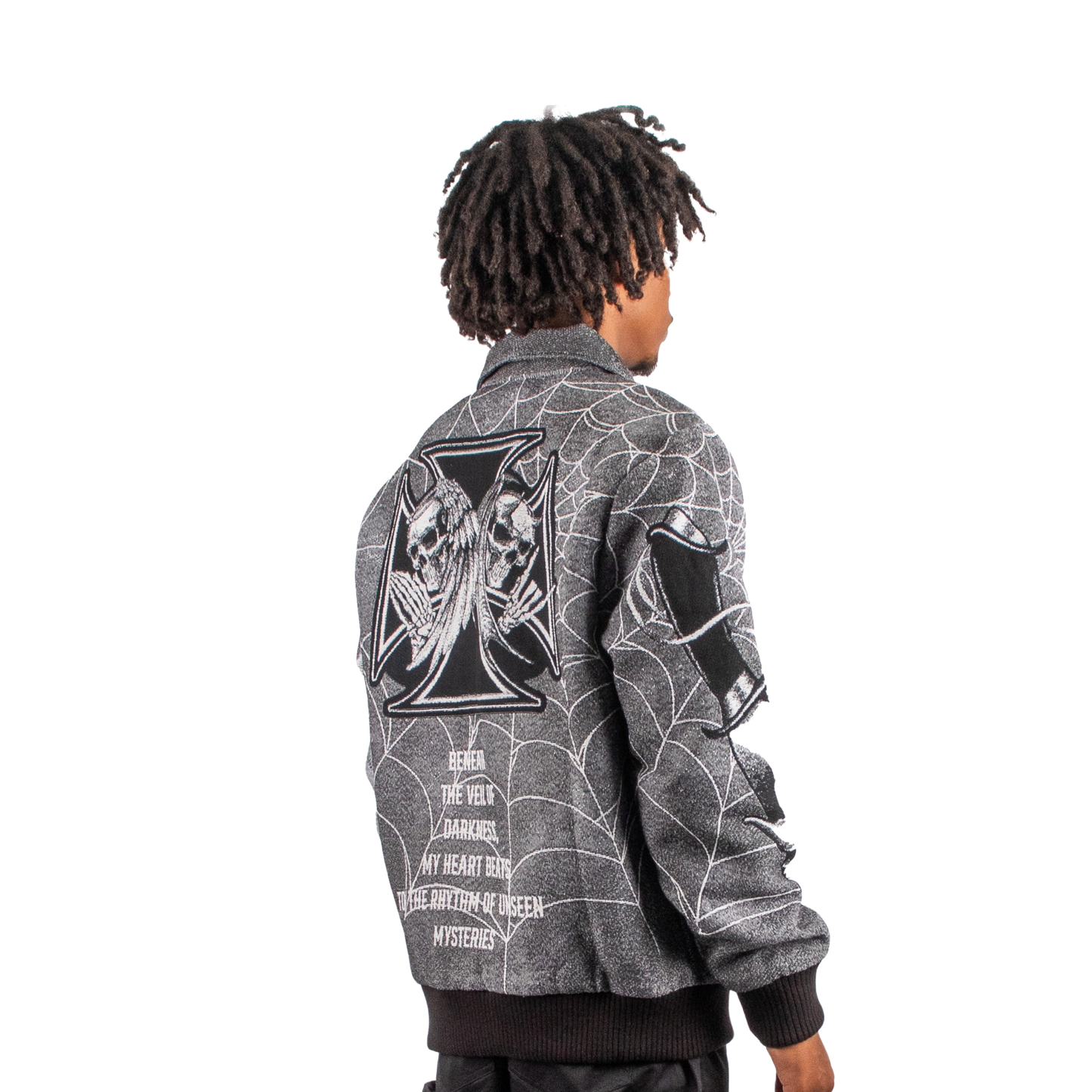 "Keep it Moving" Tapestry Rhinestone Grey jacket