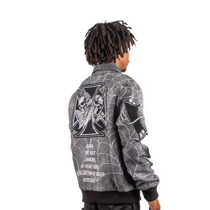 "Keep it Moving" Tapestry Rhinestone Grey jacket