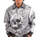"Keep it Moving" Tapestry Rhinestone Grey jacket