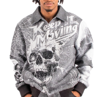 "Keep it Moving" Tapestry Rhinestone Grey jacket
