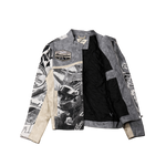 "Motorsport" Tapestry and leather Rhinestone Grey Jacket