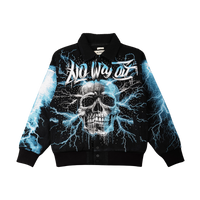 "No Way Out" Tapestry and Leather Rhinestone Black Jacket