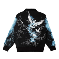 "No Way Out" Tapestry and Leather Rhinestone Black Jacket