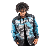 "No Way Out" Tapestry and Leather Rhinestone Black Jacket