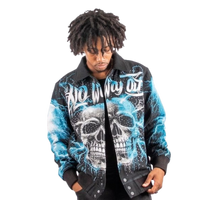"No Way Out" Tapestry and Leather Rhinestone Black Jacket