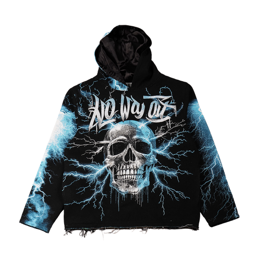 "No Way out" Tapestry Rhinestone Black Hoodie