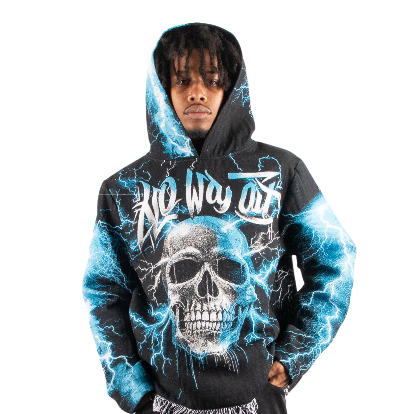 "No Way out" Tapestry Rhinestone Black Hoodie