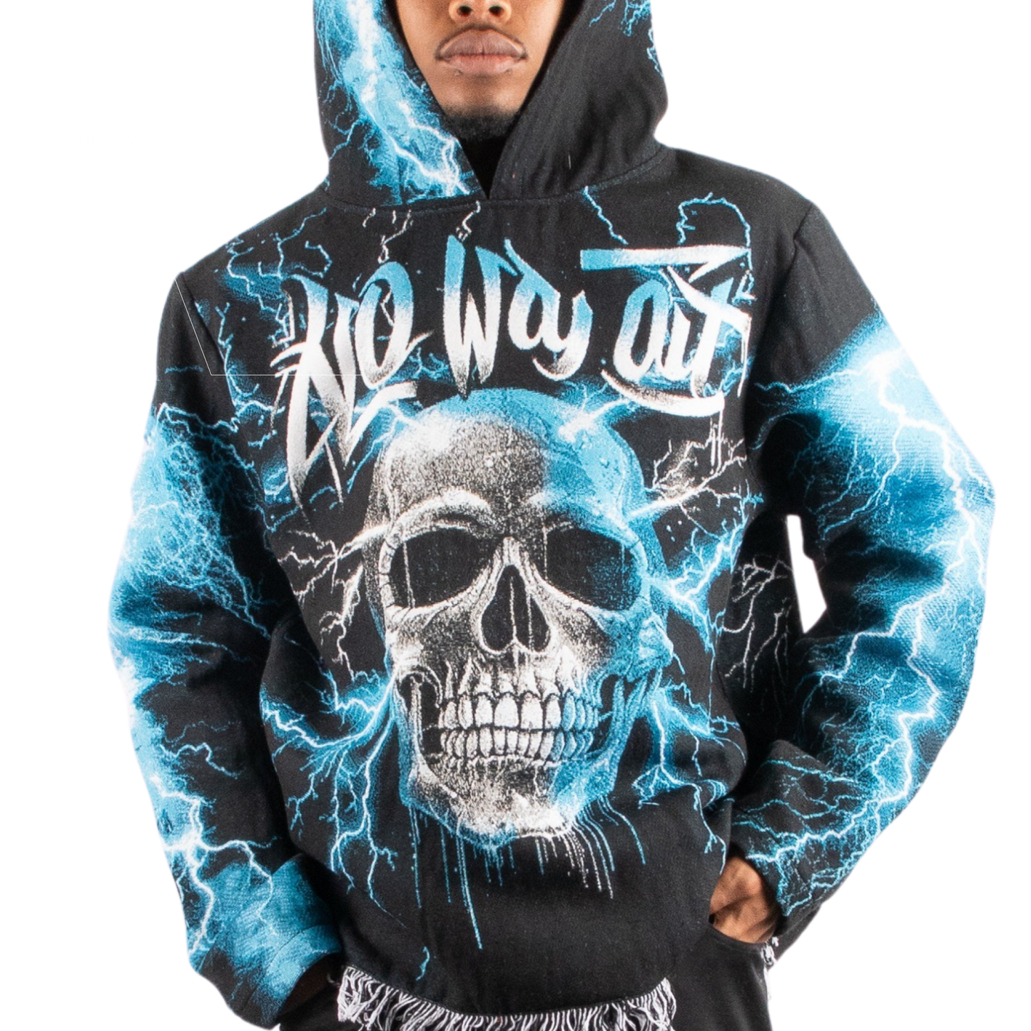 "No Way out" Tapestry Rhinestone Black Hoodie