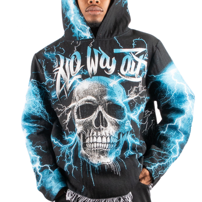 "No Way out" Tapestry Rhinestone Black Hoodie