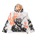 "Rock_life" Tapestry Rhinestone Beige Hoodie