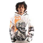 "Rock_life" Tapestry Rhinestone Beige Hoodie