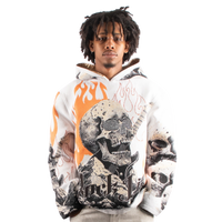 "Rock_life" Tapestry Rhinestone Beige Hoodie