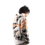 "Rock_life" Tapestry Rhinestone Beige Hoodie