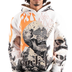 "Rock_life" Tapestry Rhinestone Beige Hoodie