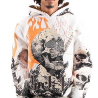"Rock_life" Tapestry Rhinestone Beige Hoodie