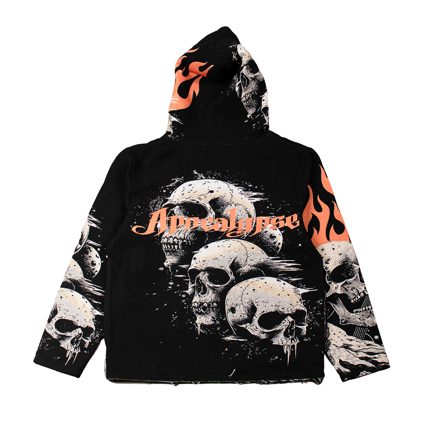 "Rock Life" Tapestry Rhinestone Black Hoodie