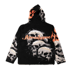"Rock Life" Tapestry Rhinestone Black Hoodie