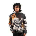 "Rock Life" Tapestry Rhinestone Black Hoodie