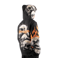 "Rock Life" Tapestry Rhinestone Black Hoodie