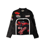 "Torque" Black Tapestry and Leather Black Racing Jacket