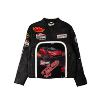 "Torque" Black Tapestry and Leather Black Racing Jacket