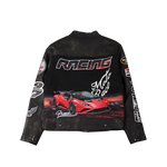 "Torque" Black Tapestry and Leather Black Racing Jacket