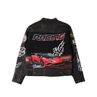 "Torque" Black Tapestry and Leather Black Racing Jacket