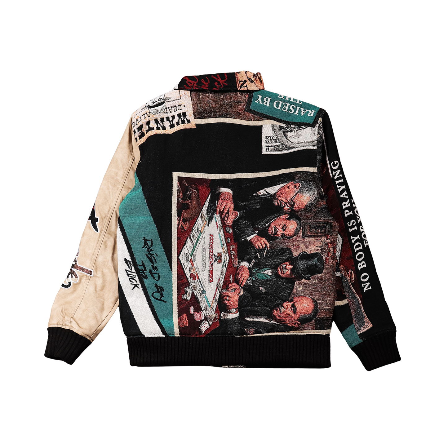 "Criminal Activity" Tapestry and Leather Jacket