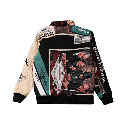 "Criminal Activity" Tapestry and Leather Jacket