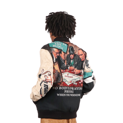 "Criminal Activity" Tapestry and Leather Jacket