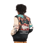 "Criminal Activity" Tapestry and Leather Jacket